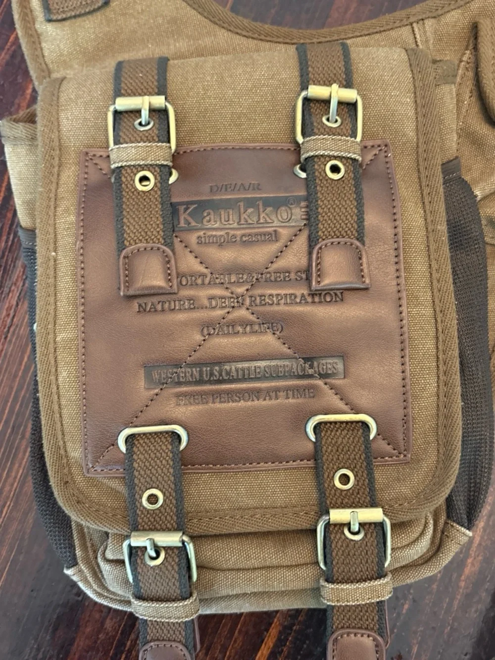 Kaukko Olive Brown Canvas Messenger Sling Bag for Men